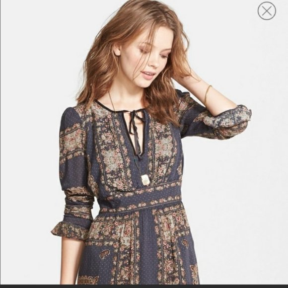 Free People Bridget Floral High-Low Dress in muted Earth tones, XS‎ - Picture 2 of 11